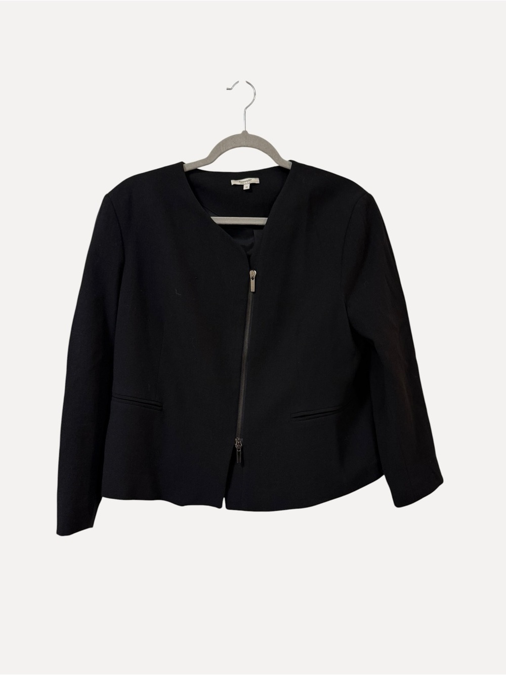 Santorelli Italy 100% virgin wool blazer zip jacket black size 16 career